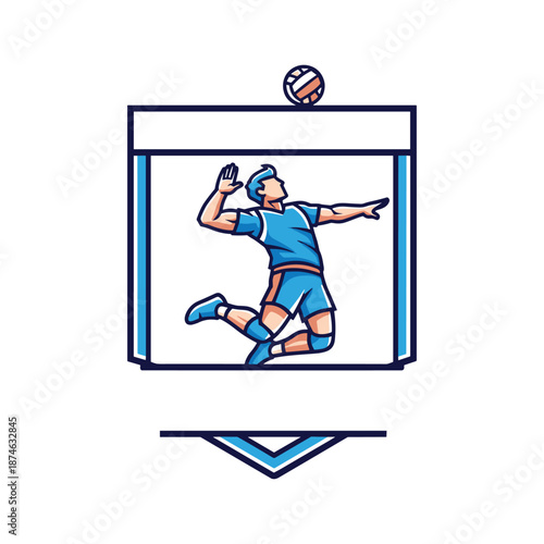 Volleyball player in action jumping to spike the ball within a frame