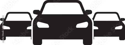 Three Black Cars Parked Side by Side in a Row also transparent background three cars parked cars