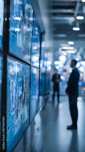 Wallpaper Mural Advanced surveillance technology showcased in a contemporary control center, featuring large digital displays and a focused operator. The scene emphasizes security, monitoring, and innovation Torontodigital.ca