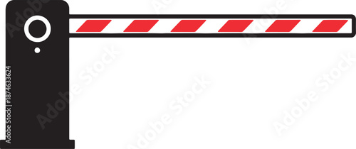 Red and White Barrier Arm of a Black Barrier Gate also transparent background