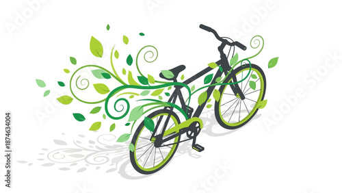 Eco-friendly bicycle with green leaves design in modern style