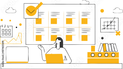 Modern business operations with data analysis and project management tools