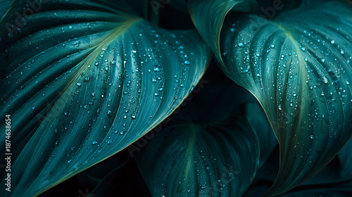 Minimalist macro shot of a single green leaf on dark background