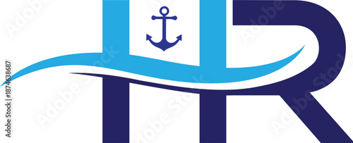 Vector HR wave anchor logo design