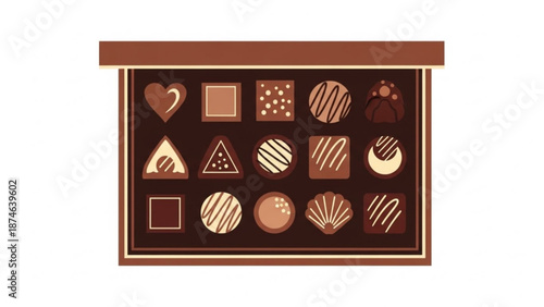 Assorted chocolate box with various shapes and designs for gifting  