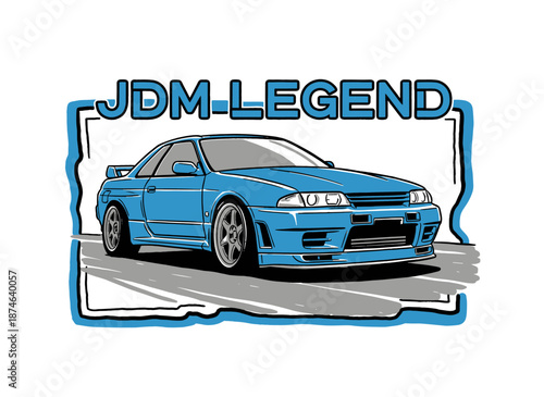 JDM legend car illustration. Sport car print design for t shirt print, poster, sticker, background and other uses. Speed racing graphic print.