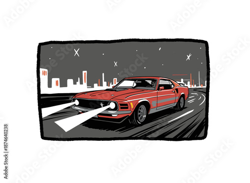 Sport car print design for t shirt print, poster, sticker, background and other uses. Fast wheels challenge. Road speed graphic print. Extreme racing.