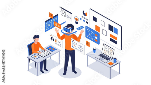 Immersive design and technology collaboration in modern workspace