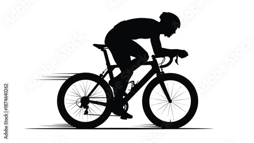 Silhouette of a dedicated cyclist riding a racing bicycle with speed lines indicating swift movement