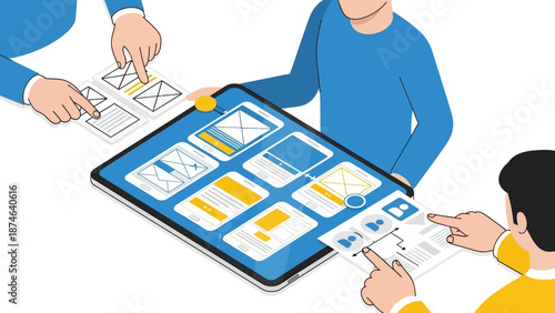 Collaborative user interface design on tablet with wireframe sketching