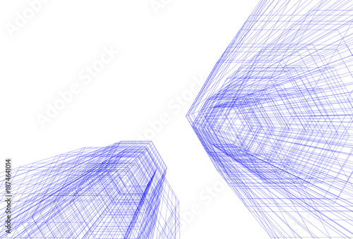 Architectural drawing 3d vector drawing