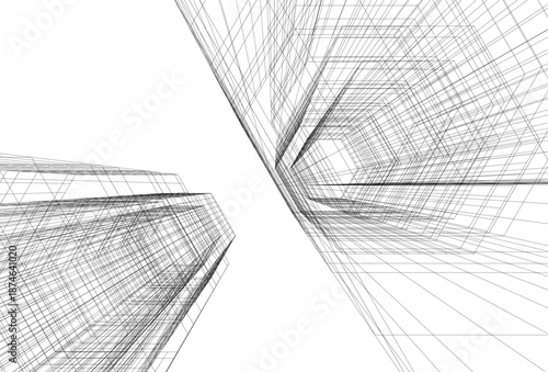 Architectural drawing 3d vector drawing