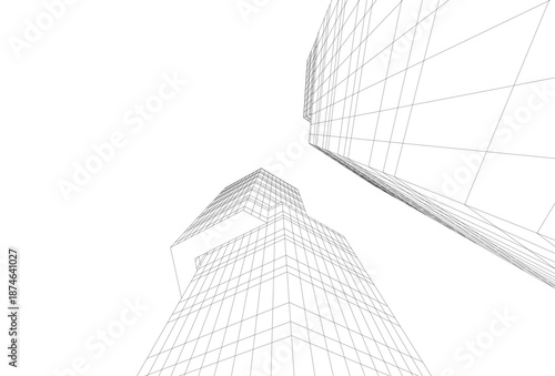 Architectural drawing 3d vector drawing