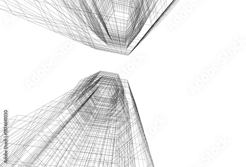 Architectural drawing 3d vector drawing