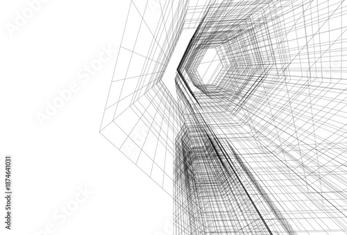 Architectural drawing 3d vector drawing