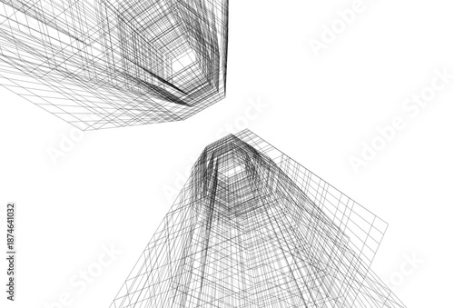 Architectural drawing 3d vector drawing