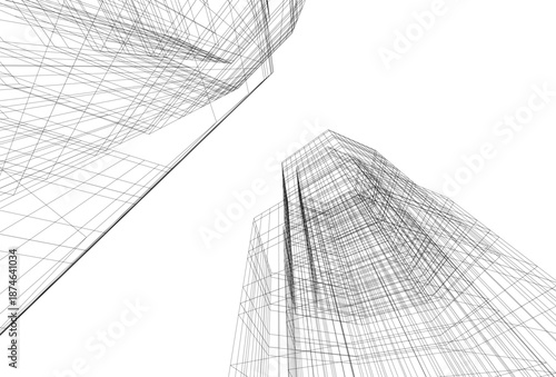 Architectural drawing 3d vector drawing