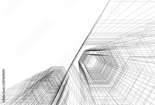 Architectural drawing 3d vector drawing