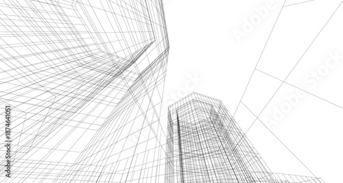 Architectural drawing 3d vector drawing