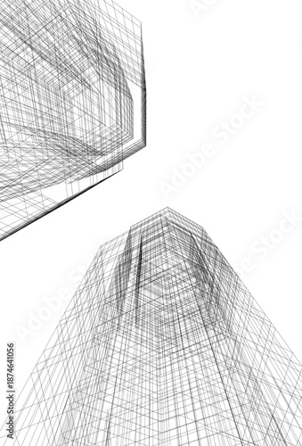 Architectural drawing 3d vector drawing