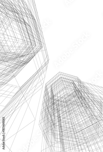 Architectural drawing 3d vector drawing