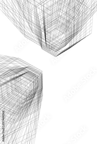 Architectural drawing 3d vector drawing