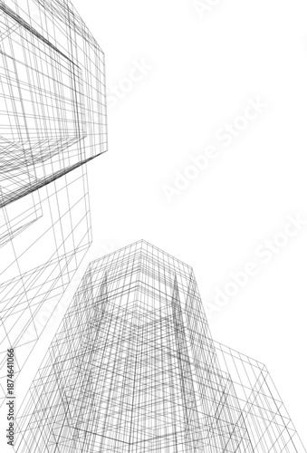 Architectural drawing 3d vector drawing