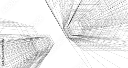 Architectural drawing 3d vector drawing