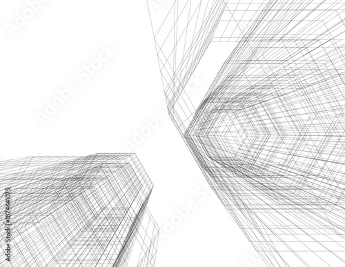 Architectural drawing 3d vector drawing