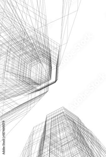Architectural drawing 3d vector drawing