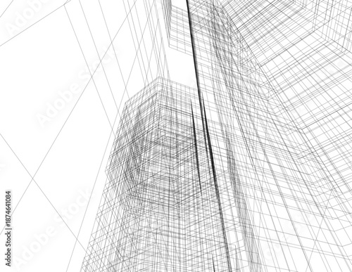 Architectural drawing 3d vector drawing