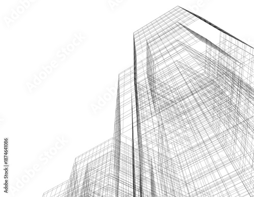Architectural drawing 3d vector drawing