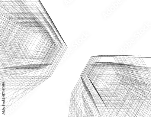 Architectural drawing 3d vector drawing