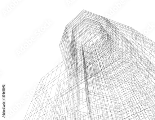 Architectural drawing 3d vector drawing