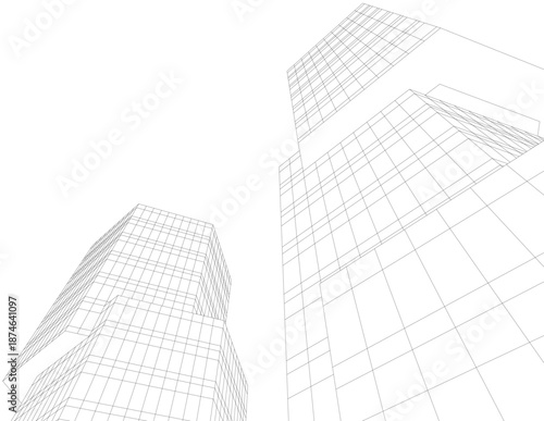 Architectural drawing 3d vector drawing