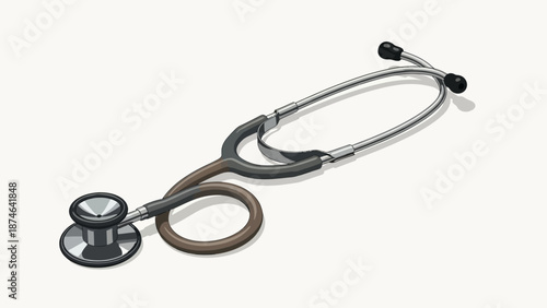 Realistic stethoscope on white background for medical concepts and healthcare design