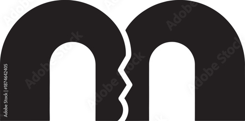 Broken magnet icon symbolizing separation and disconnection