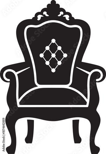 Elegant Armchair Design in Black and White Illustration