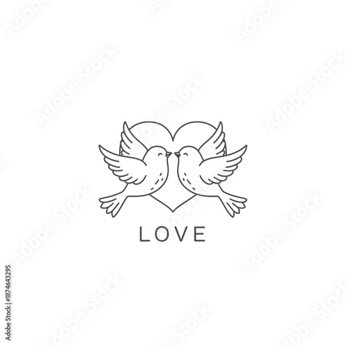 Two lovebirds embracing inside a heart Vector, illustration