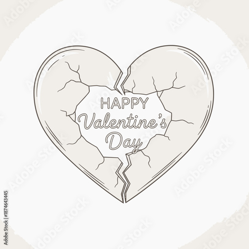 Happy valentine's day broken heart Vector, illustration