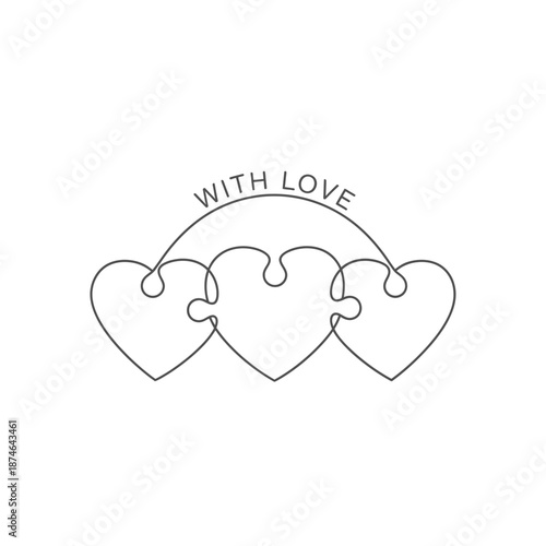 Three hearts with love puzzle Vector, illustration