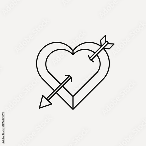 Cupid's arrow piercing a heart Vector, illustration