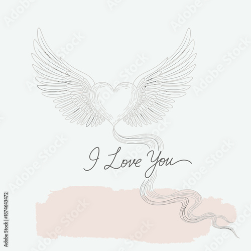 Elegant wings of love Vector, illustration