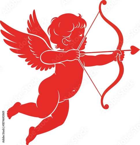 Cupid Angel With Bow Vector Illustration