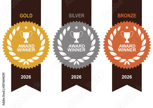 Gold Silver Bronze Winner Medals Podium Award Stock Illustration