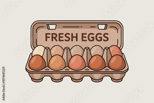 Carton of fresh brown and white eggs isolated on transparent background