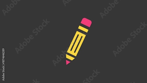 Pencil Icon Illustration: A simple yet vibrant pencil icon, rendered in a modern flat design, resting against a muted background.
