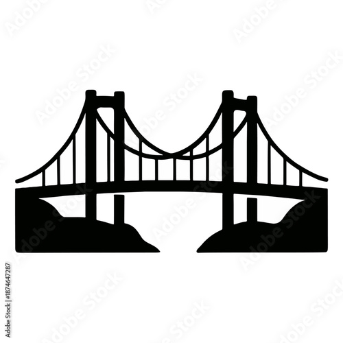 A vector of a bridge connecting two land masses, symbolizing connection.