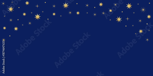 Cute scattered stars forming a frame on a Christmas night or nativity scene. Copy space. Place for text. Perfect for Christmas designs, Xmas celebrations, or New Year festive projects. Festive Vector