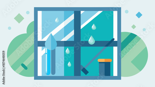 Window cleaning service and glass maintenance concept vector illustration